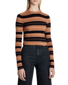 Proenza Schouler White Label Compact Striped Cropped Crewneck Pullover at Neiman Marcus